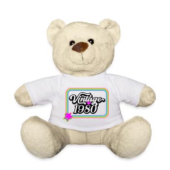 Vintage 1980 - Retro T-Shirt - Teddy - Weiß - Vorne
