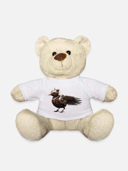 Steampunk Vogel - Teddy - Weiß