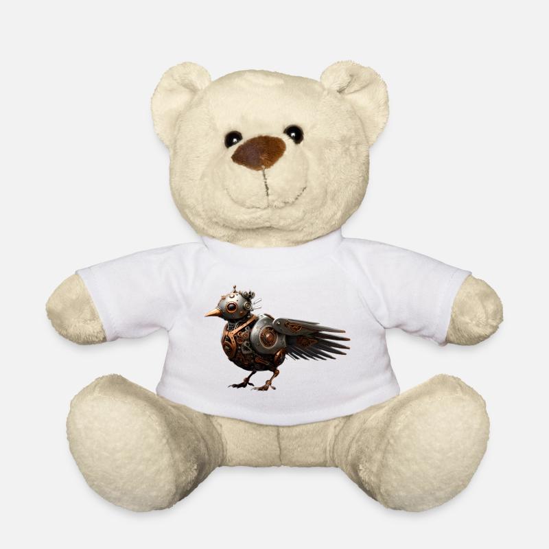 Steampunk Vogel - Teddy - Weiß