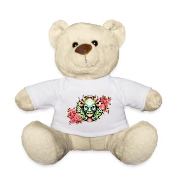 Mysterious colorful creature with flowers. - Teddy Bear - white - Front