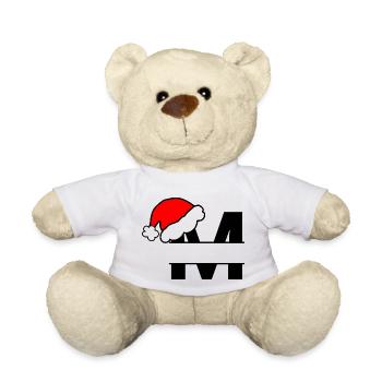 Alphabet Noël Lettre M a personnaliser - Nounours - blanc - Devant