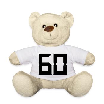 60. 60 YEARS. 60th ANNIVERSARY. 60TH BIRTHDAY. - Teddy Bear - white - Front