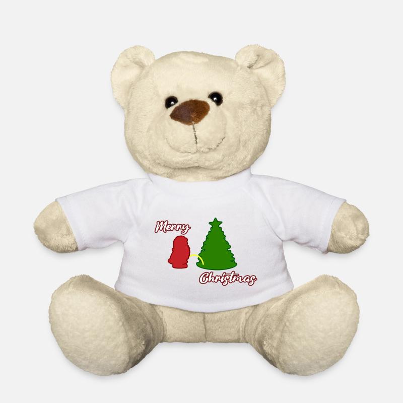 Santa peeing - Christmas Tree - Santa Claus - Teddy Bear - white