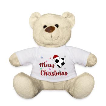 Merry Christmas Fußball Herz - Teddy - Weiß - Vorne
