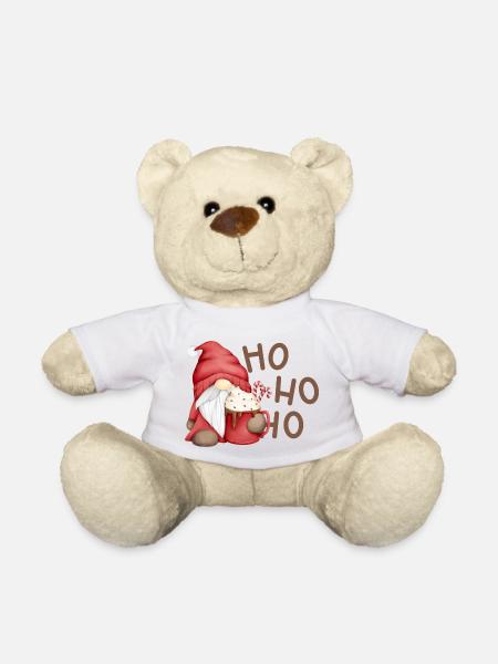 Weihnachtswichtel mit Schokotasse - Teddy - Weiß