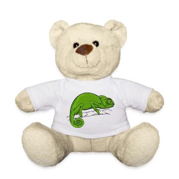 Chameleon green - Teddy Bear - white - Front