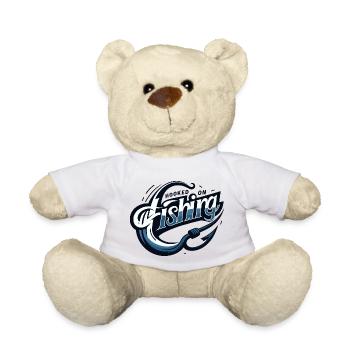 Design graphique moderne élégant « Accro à la pêche » - Nounours - blanc - Devant