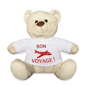 Rotes Flugzeug Bon Voyage Illustration - Teddy - Weiß - Vorne