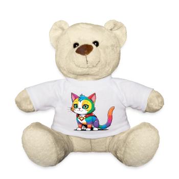 Superhelden LGBT Regenbogen Katze - Teddy - Weiß - Vorne