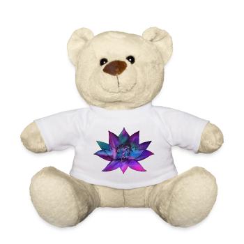 Lotus Flower – Spiritual Tree of Life Illustration - Teddy Bear - white - Front