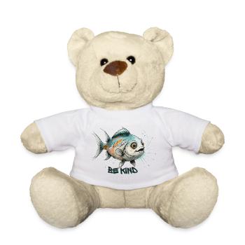 Sei Freundlich - Niedlicher Fisch Aquarell Kunst - Teddy - Weiß - Vorne