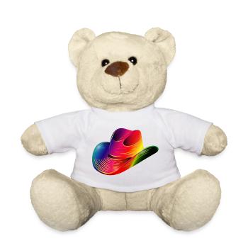 Chapeau de cow-boy, chapeau western aux couleurs de l’arc-en-ciel - Nounours - blanc - Devant