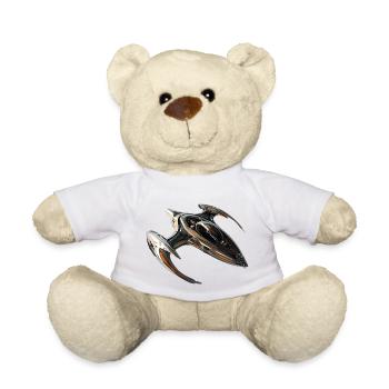 With the spaceship through space - Teddy Bear - white - Front