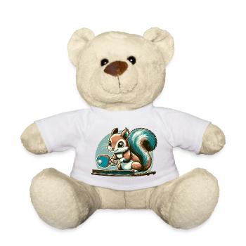 Mignon écureuil de dessin animé jouant au tennis de table - Nounours - blanc - Devant