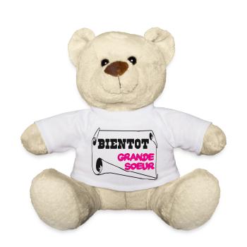 Bientot grande soeur - Nounours - blanc - Devant