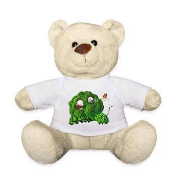 Lustige Raupe mit Kohlhaus Fenster Tür Baum - Teddy - Weiß - Vorne