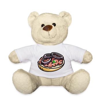 Comic Mettbrötchen Mett Hack Brötchen Zwiebeln - Teddy Bear - white - Front