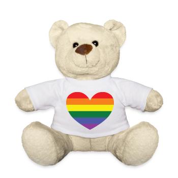 RAINBOW HEART - Teddy Bear - white - Front