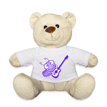 Guitare chenille mignonne jouant de la musique d’animal d’insecte cool - Nounours - blanc - Devant