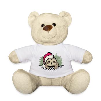 Sloth Christmas Woodland Tree Santa Claus Logo - Teddy Bear - white - Front