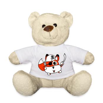 Petit renard mignon pirate animal sabre oeil patch - Nounours - blanc - Devant