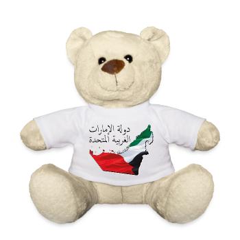 (Émirats arabes unis) Drapeau des Émirats sur la carte des Émirats AE - Nounours - blanc - Devant