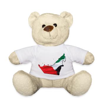 (Émirats arabes unis) Drapeau des Émirats sur la carte des Émirats - Nounours - blanc - Devant