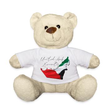 (Émirats arabes unis) Drapeau des Émirats sur la carte des Émirats FR - Nounours - blanc - Devant