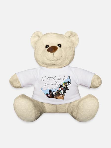 (VAE) Emirate Landkarte umrahmt Pferderennen EN - Teddy - Weiß