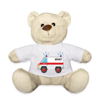 Voiture d’urgence avec feux bleus - Nounours - blanc - Devant