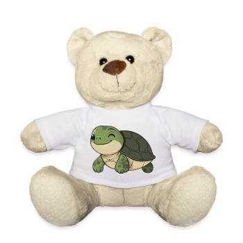 Süße glückliche Schildkröte - entzückende und fröhliche Karikatur - Teddy - Weiß - Vorne