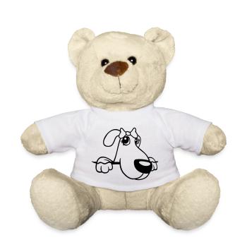 Hund Hinter Mauer Hübsche Dame Schleife Weiblich - Teddy - Weiß - Vorne