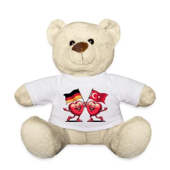 Deutschland und Türkei Herzen - Teddy - Weiß - Vorne