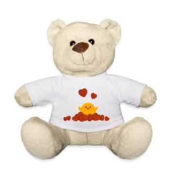 Little duck surrounded by hearts - Teddy Bear - white - Front