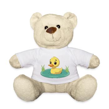 Glückliches Entlein schwimmt auf dem Teich - Teddy - Weiß - Vorne