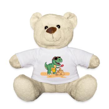 Playful Dinosaur Sandcastle Design - Teddy Bear - white - Front