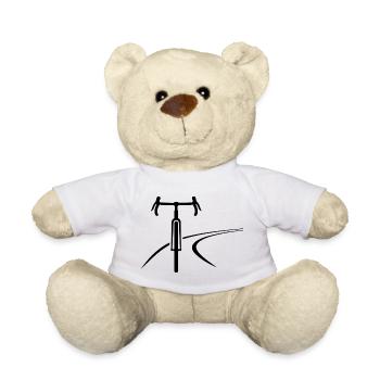 Minimalist Gravel Bike Front Silhouette - Teddy Bear - white - Front