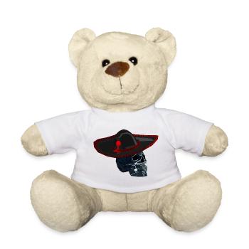 Crâne Charro Noir - Art Géométrique Mexicain - Nounours - blanc - Devant