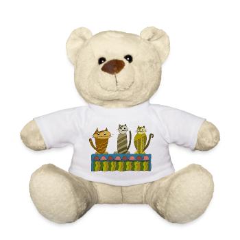 Cute cats on a colorful shelf - Teddy Bear - white - Front