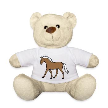 cheval course va cavalier dessin animé équitation mignon bande dessinée - Nounours - blanc - Devant