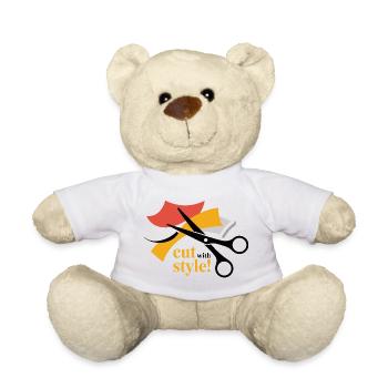 Design élégant inspiré des ciseaux et du tissu - Nounours - blanc - Devant