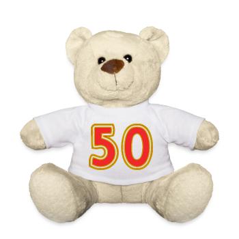 50. 50 ANS. 50e ANNIVERSAIRE. ANNIVERSAIRE 50 ANS. - Nounours - blanc - Devant