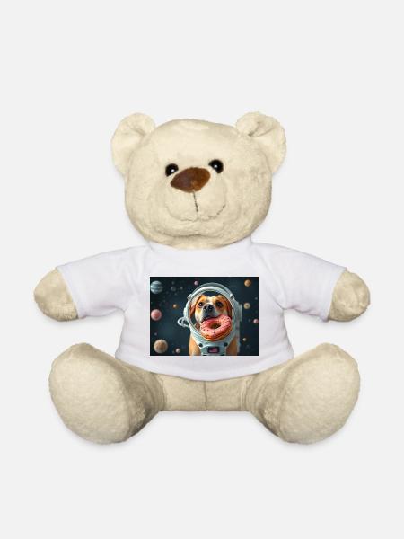 Space Dog with Donut Helmet - Teddy Bear - white