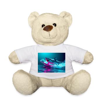Neon Shark Sprinter Design - Teddy Bear - white - Front