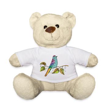 Colorful bird - Teddy Bear - white - Front