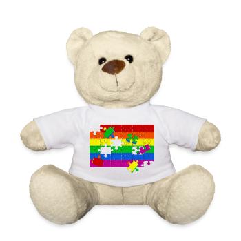 Puzzle drapeau LGTBQ+ - Nounours - blanc - Devant
