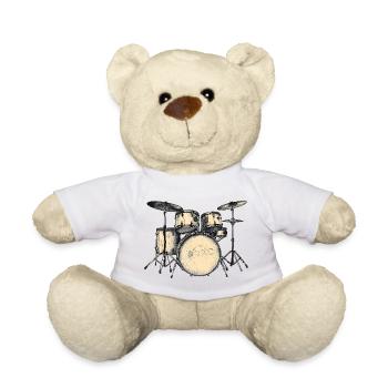 Rocking drum design for music lovers - Teddy Bear - white - Front