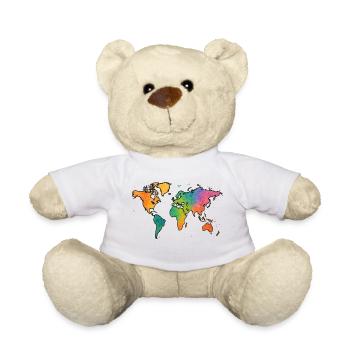 Weltkarte Aquarell Regenbogen - Teddy - Weiß - Vorne