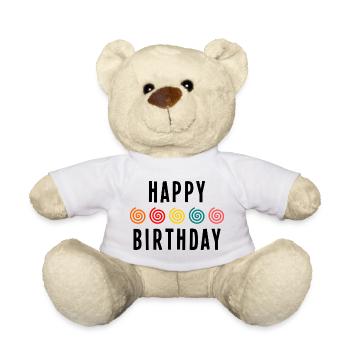 HAPPY BIRTHDAY. HAPPY BIRTHDAY. ANNIVERSARY. - Teddy Bear - white - Front