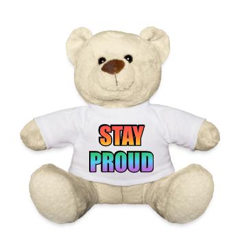 Stay Proud Gradient Text Design - Teddy Bear - white - Front